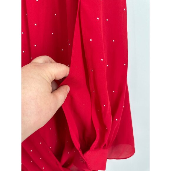 Catherines Split Long Sleeve Embellished Faux Wrap Blouse Size 3X - Picture 6 of 9